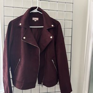 LOFT Dark Red Leather Jacket
